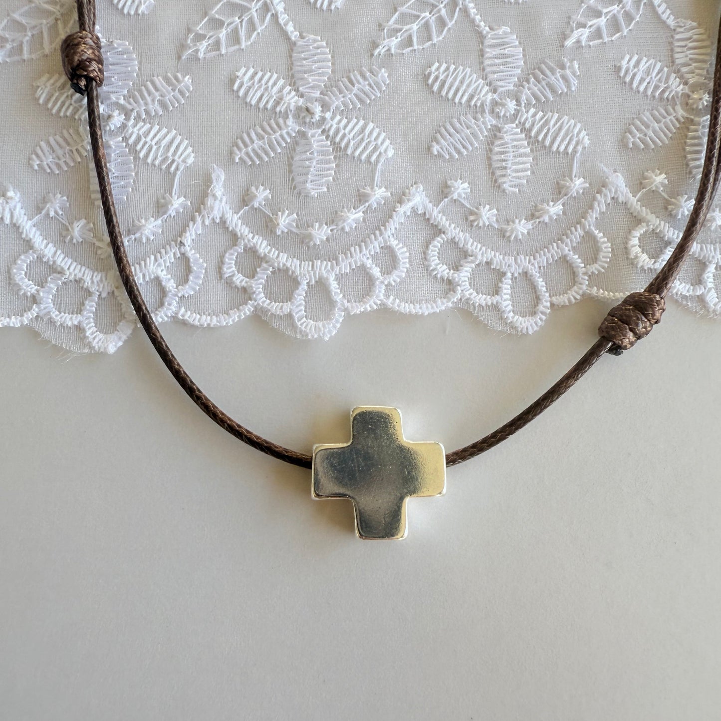 Leather Cord with Silver Cross