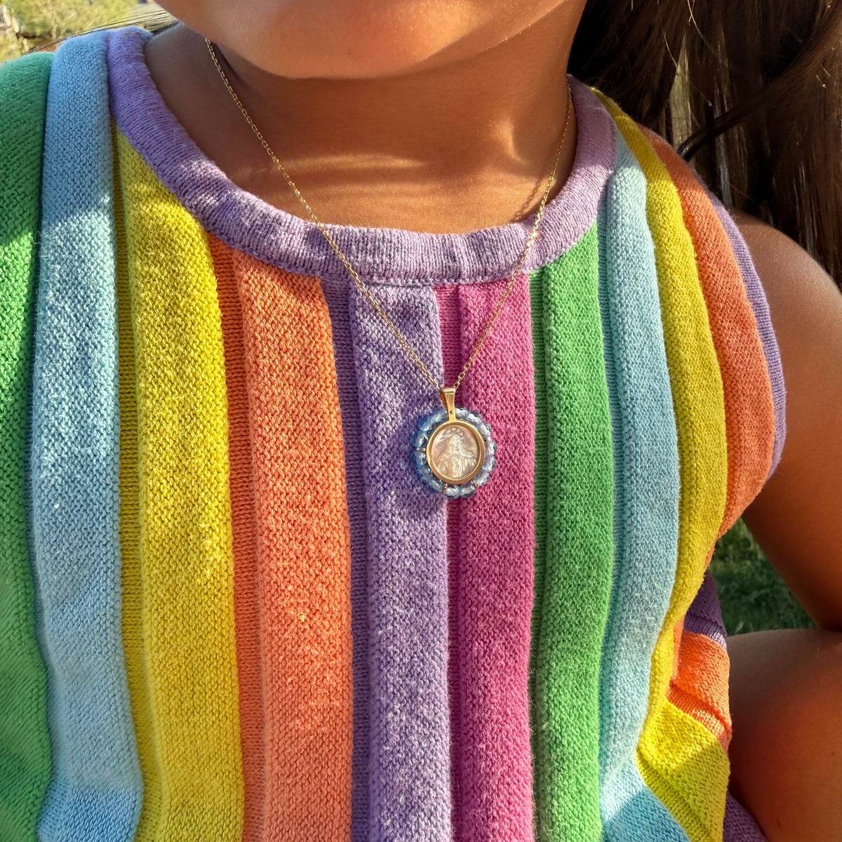 Miraculous Medal in 10k Gold & Mother of Pearl