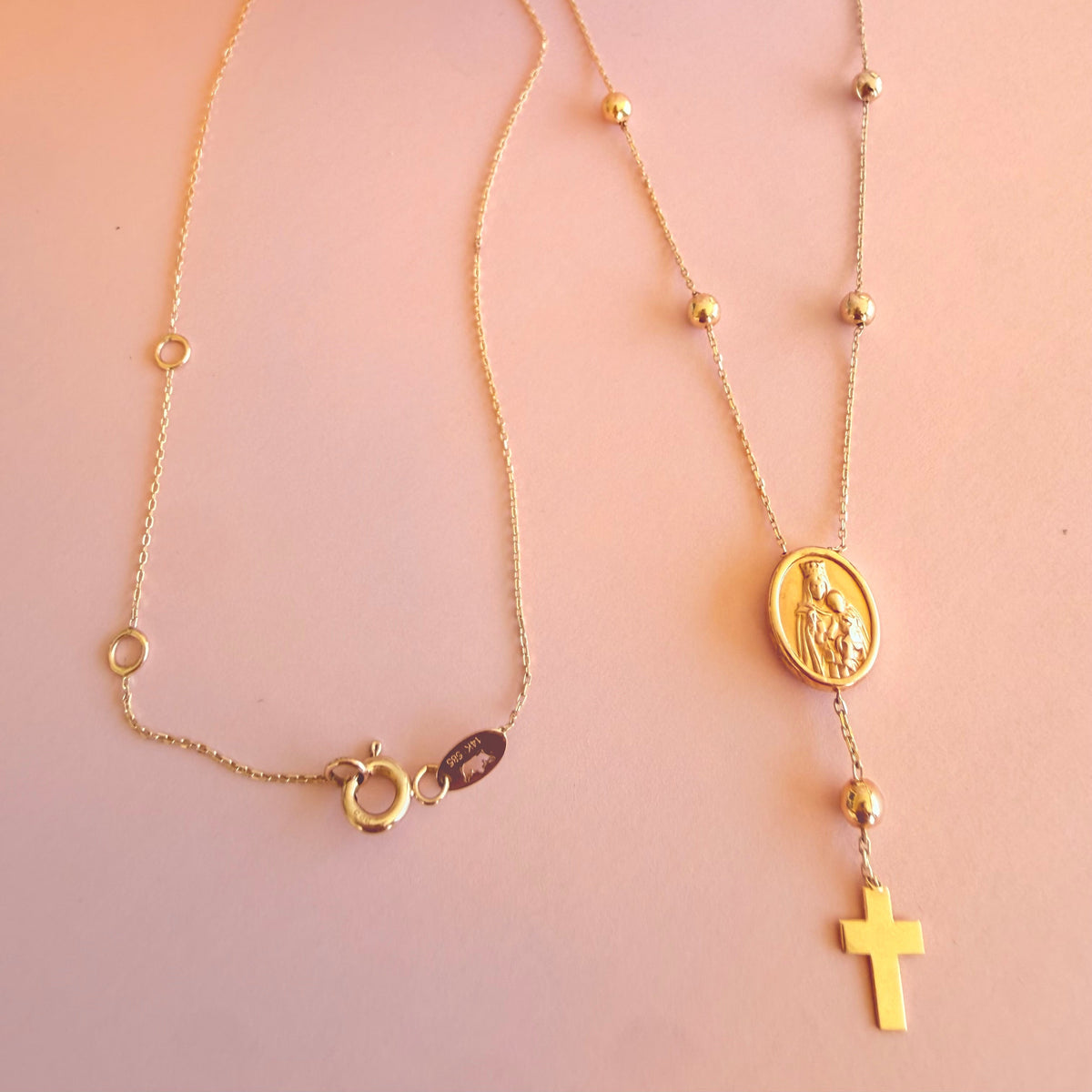 Dainty Rosary Necklace-14k gold Rosary