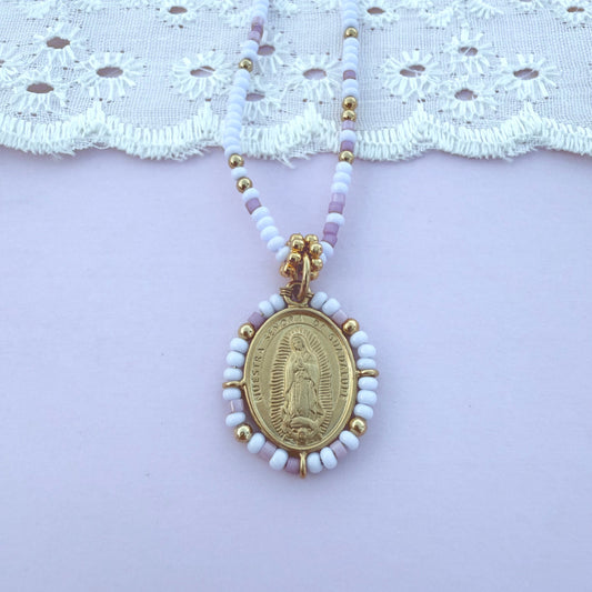 Our Lady Purple Beaded Necklace