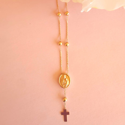 Dainty Rosary Necklace-14k gold Rosary