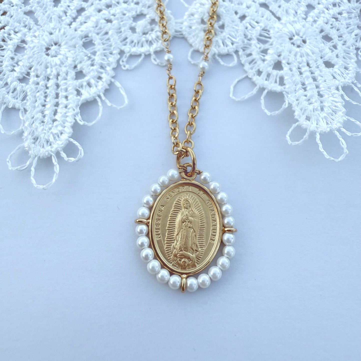 Our Lady of Guadalupe Pearl Necklace