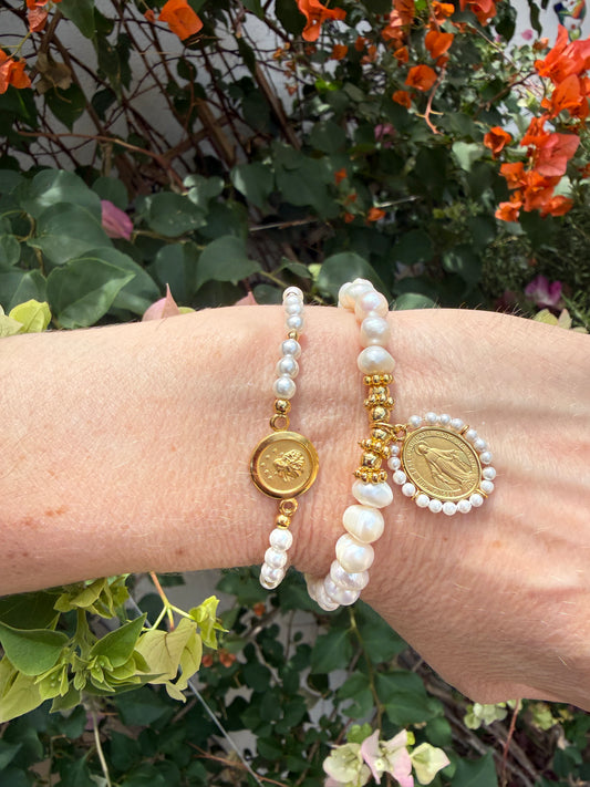Our Lady of the Immaculate Conception Gold  Plated Pearl bracelet