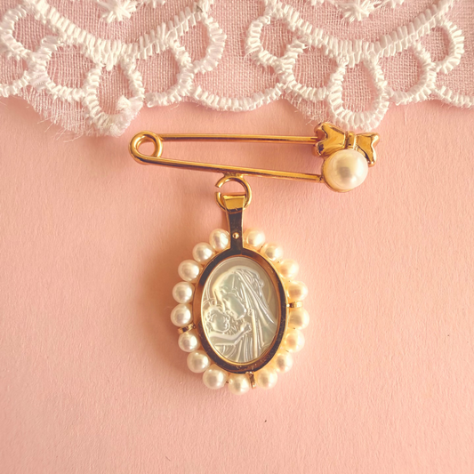 St. Therese of Lisieux 14k gold Medal & Pin Baptism Gift Set