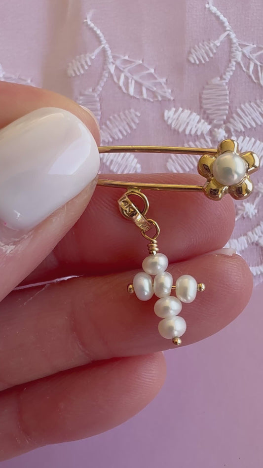 St. Claire 14k Gold Cross & Pearl Pin Baptism Gift Set