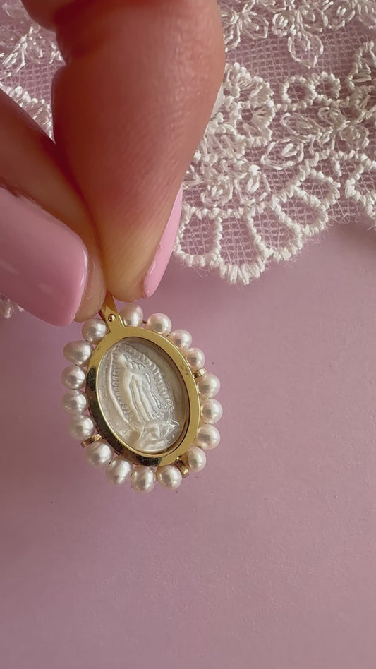Beloved Our Lady of Guadalupe 14k gold medal & pin Baptism Gift