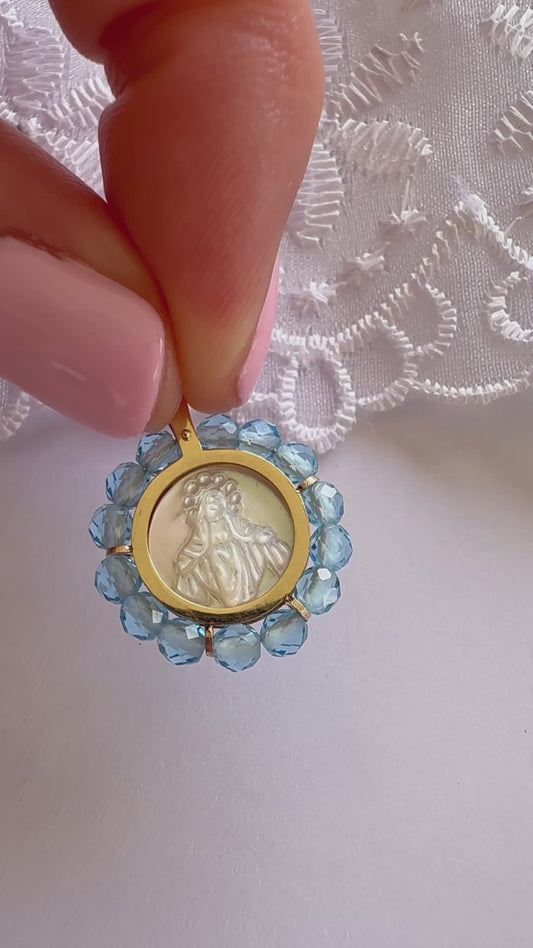 Miraculous Medal in 10k Gold & Mother of Pearl