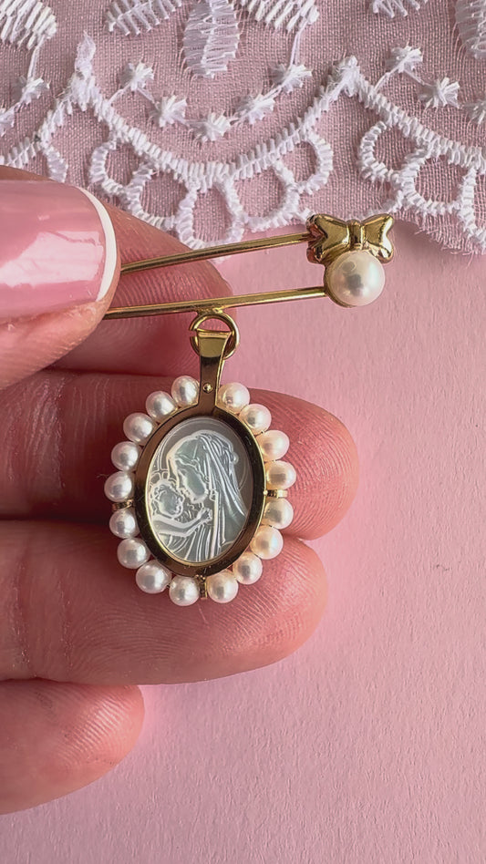 St. Therese of Lisieux 14k gold Medal & Pin Baptism Gift Set