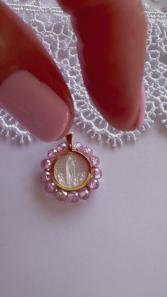 Our Lady of Fatima Medal-10k gold and Mother of Pearl