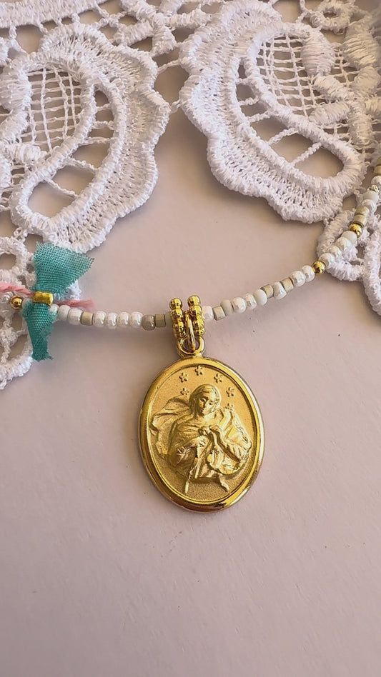 Mary Untier of Knots Gold Plated Necklace