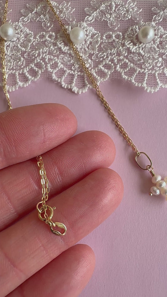 St. Anne 14k Gold Chain with Pearl Cross Pendant Gift Set