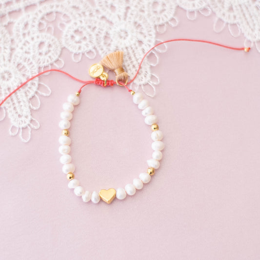 Pearl Gold Plated Heart Bracelet