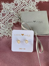 Load image into Gallery viewer, Pearl with Gold Rim and Cubic Zirconia
