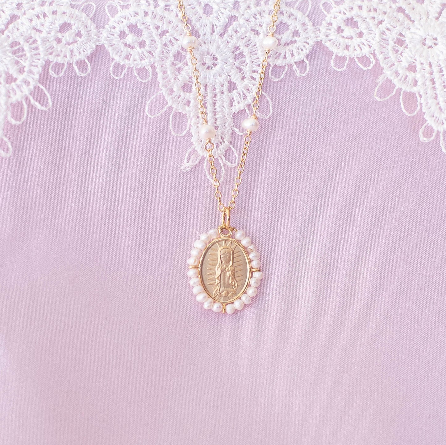 Pearl Our Lady necklace