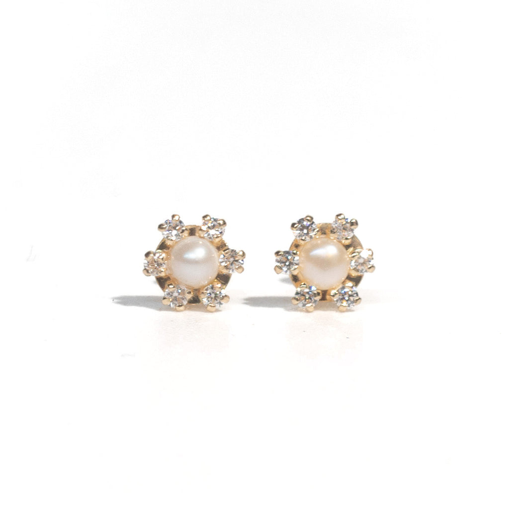Small CZ Crown with Center Pearl