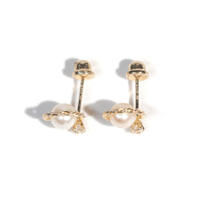 Load image into Gallery viewer, Pearl with Gold Rim and Cubic Zirconia
