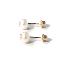 Load image into Gallery viewer, Pearl Stud with Gold Flower
